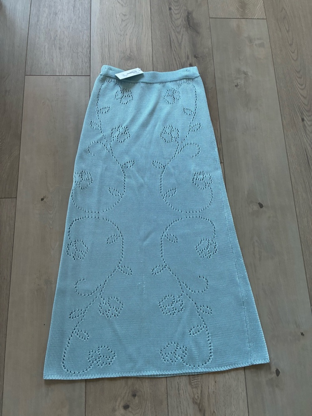 calle del mar Ivy Eyelet Knit Swim Coverup Skirt color Tide